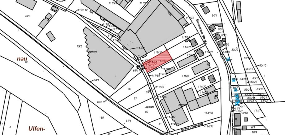 Lageplan des zum Verkauf stehenden Grundstücks